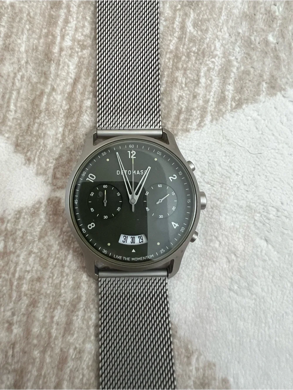 Detomaso Men's Silver Mesh Chronograph Watch - Silver Dial